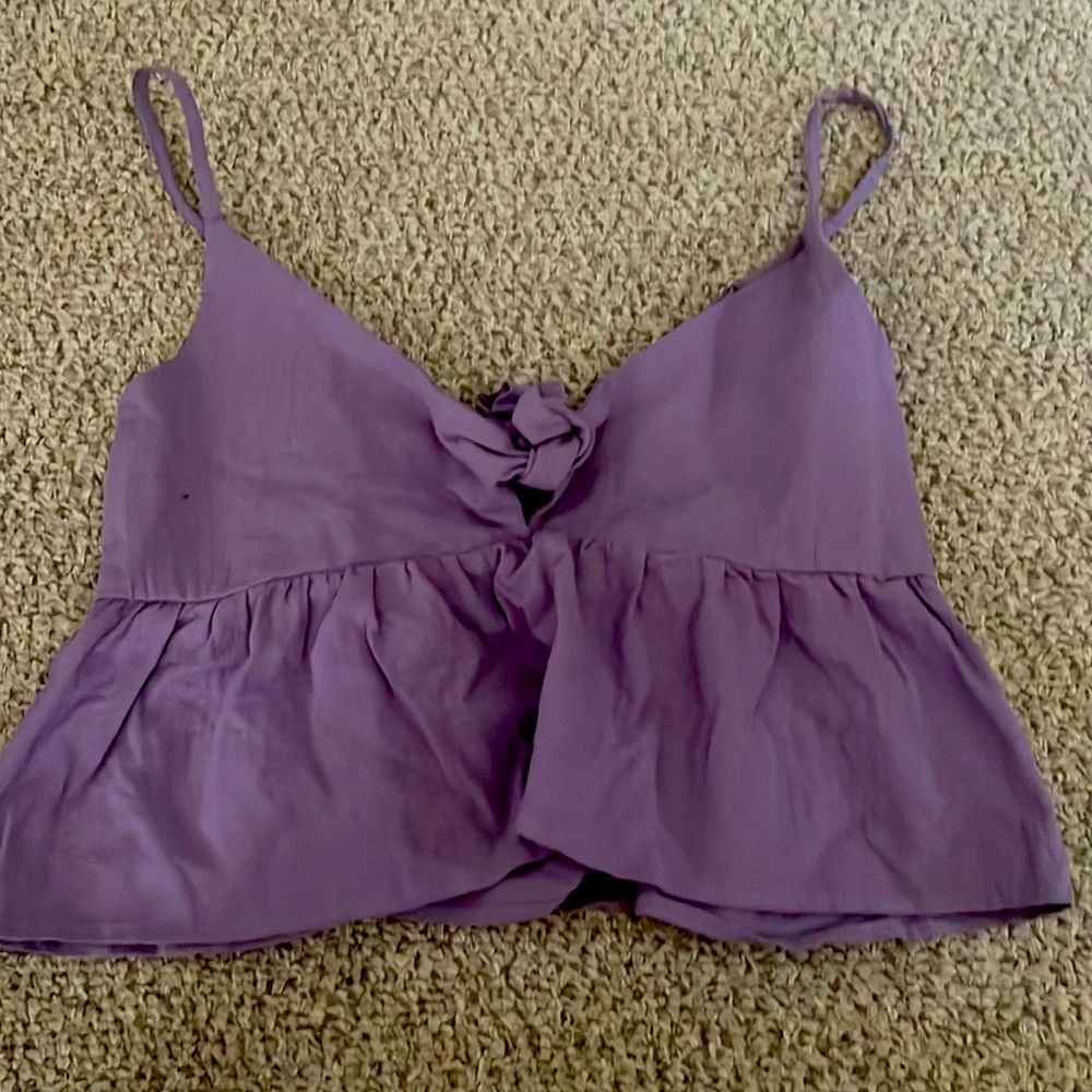Romwe crop top flowy tank top purple